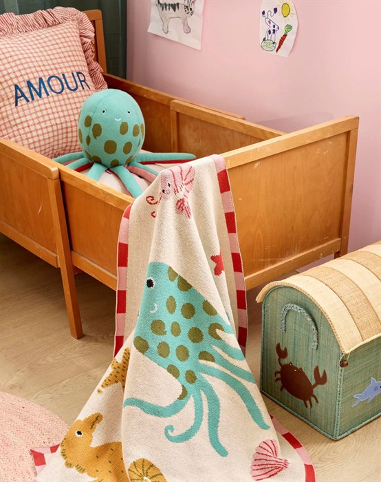 Blæksprutte Bomuld Bamse - Blå